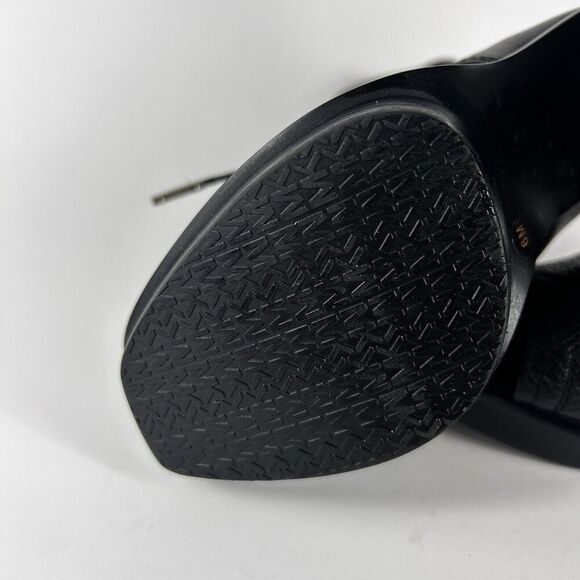 Michael Kors Women's Size 6M Black Leather Peep Toe Lace Up Booties Heels Shoe - Picture 9 of 9